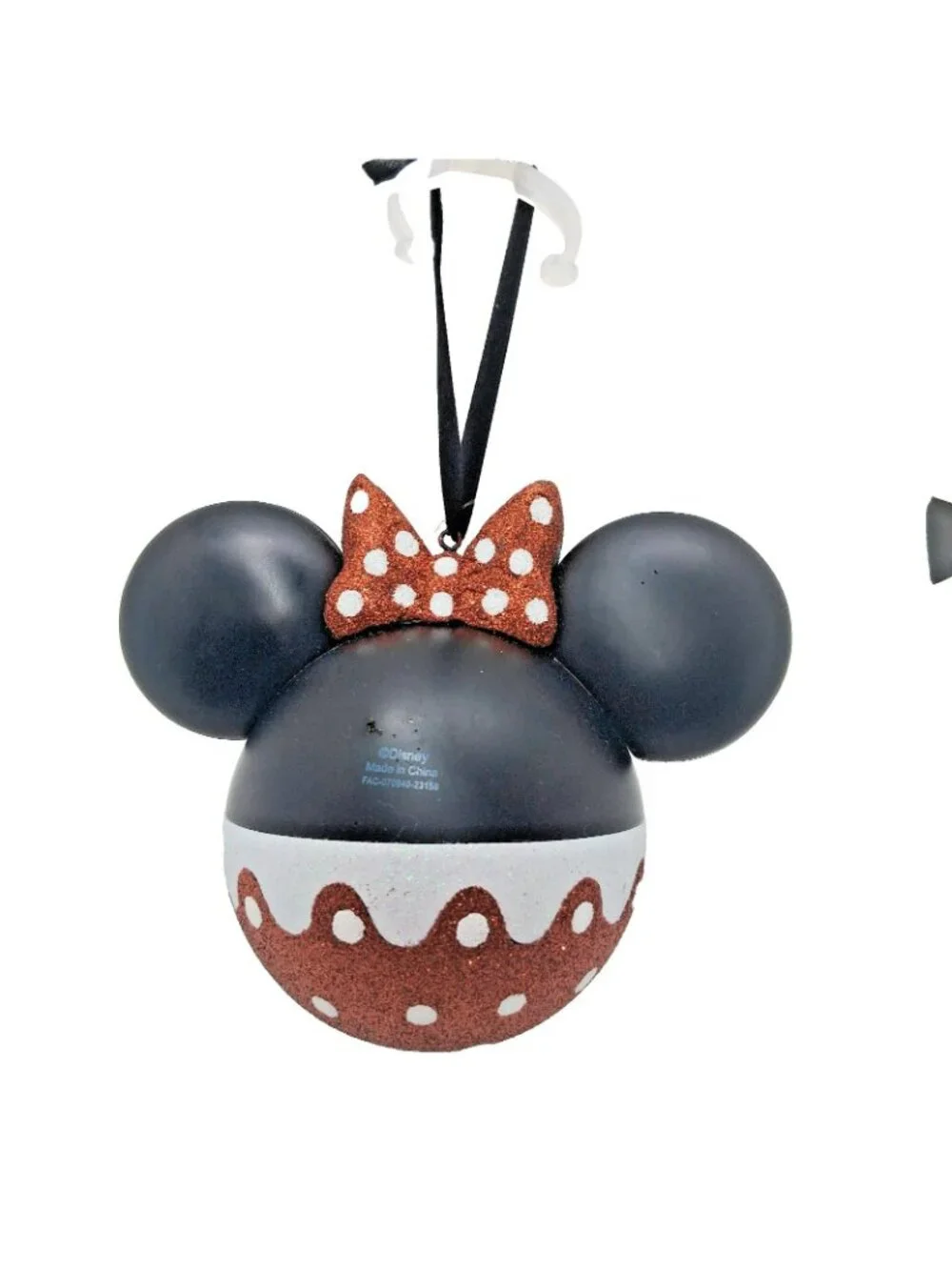 Disney Parks Minnie Mouse Bow Glass Christmas Ornament New With Tags